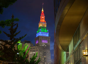 Terminal Tower in rainbow colors