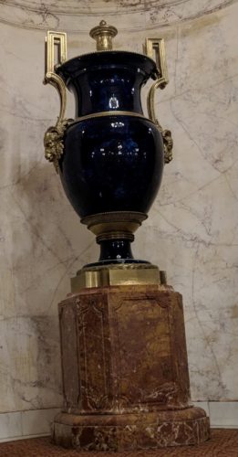 Historic blue urn in Palace theater