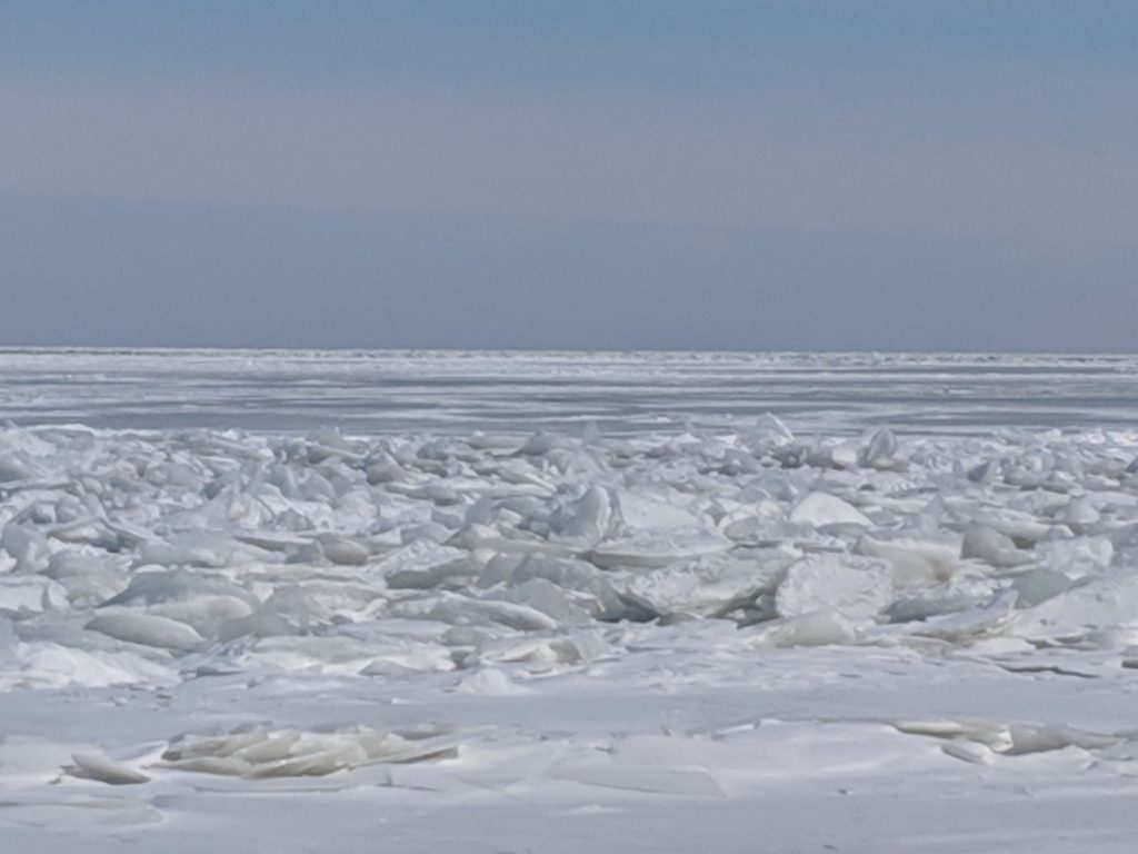 Ice floating on a frozen Lake Erie