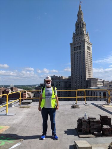 On the roof of 75 Public Square in Cleveland